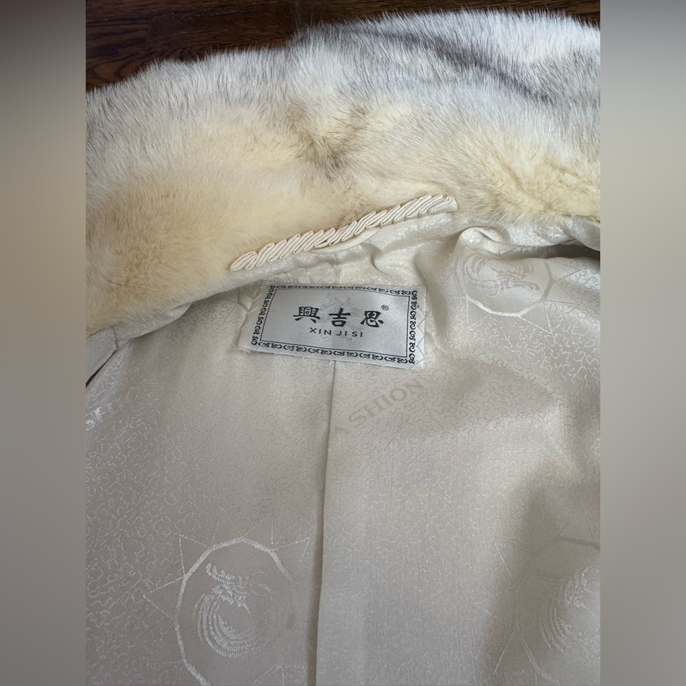 White ivory cream mink fur coat jacket - Picture 6 of 16